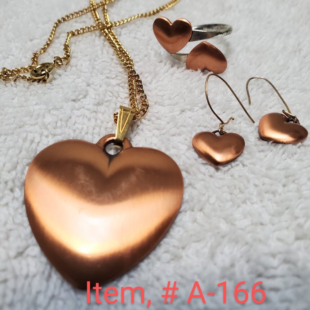 3 piece jewelry set, Heart Necklace, Heart Earrings, & Heart Ring . item # A-166